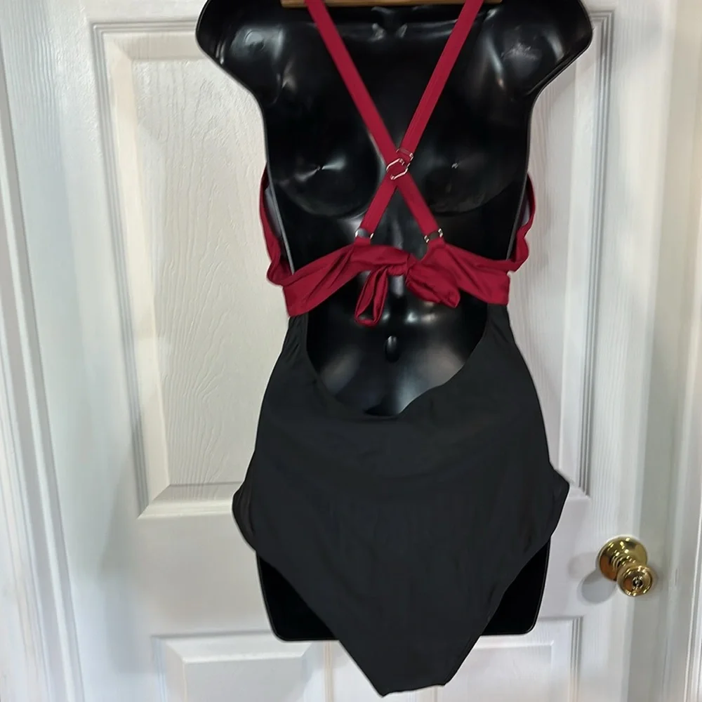 Red & black one piece swim suit, size XXL, NWOT. - Picture 8 of 15